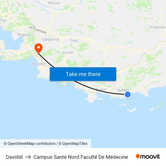 Daviddi to Campus Santé Nord Faculté De Médecine map