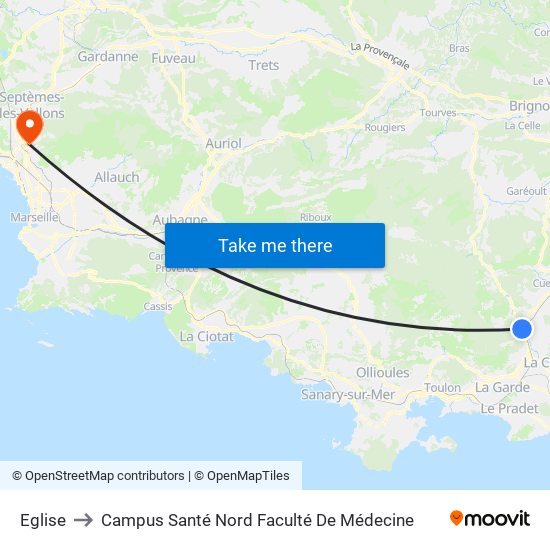 Eglise to Campus Santé Nord Faculté De Médecine map