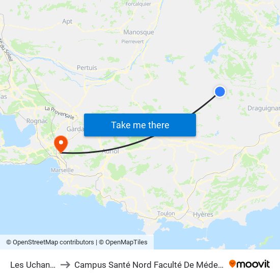 Les Uchanes to Campus Santé Nord Faculté De Médecine map