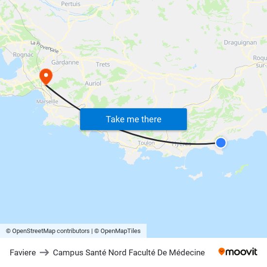 Faviere to Campus Santé Nord Faculté De Médecine map