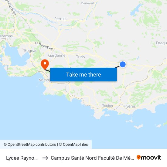 Lycee Raynouard to Campus Santé Nord Faculté De Médecine map
