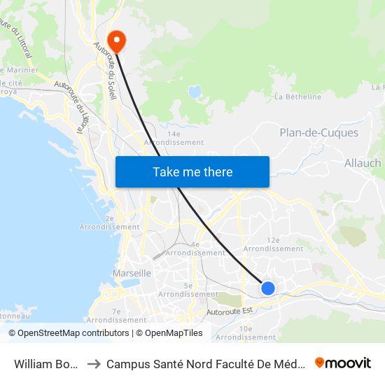 William Booth to Campus Santé Nord Faculté De Médecine map