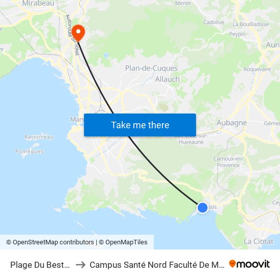 Plage Du Bestouan to Campus Santé Nord Faculté De Médecine map