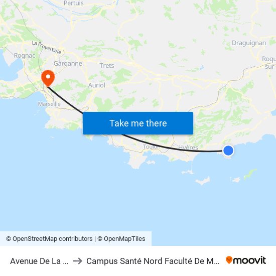 Avenue De La Mer to Campus Santé Nord Faculté De Médecine map