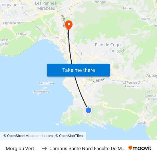 Morgiou Vert Plan to Campus Santé Nord Faculté De Médecine map