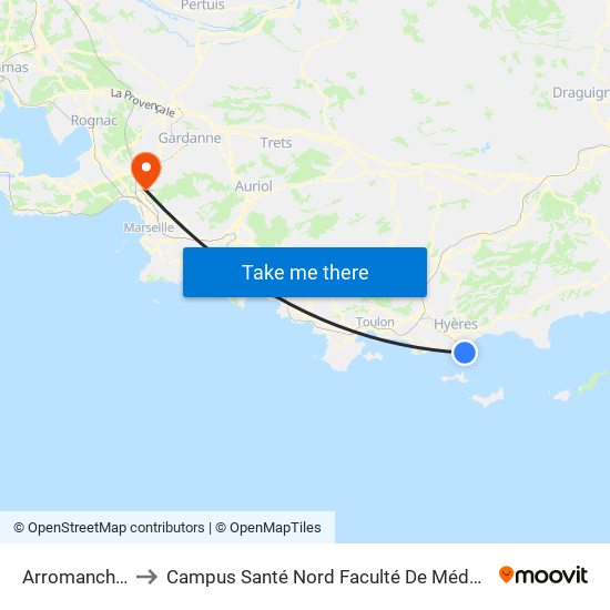 Arromanches to Campus Santé Nord Faculté De Médecine map