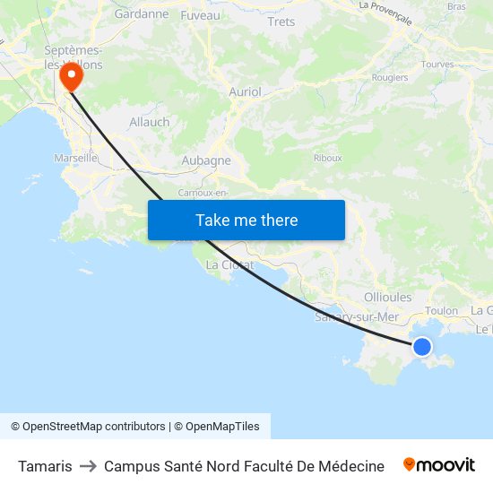 Tamaris to Campus Santé Nord Faculté De Médecine map