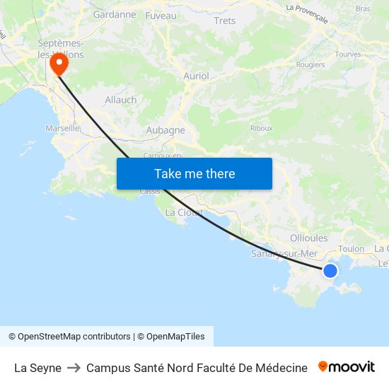 La Seyne to Campus Santé Nord Faculté De Médecine map