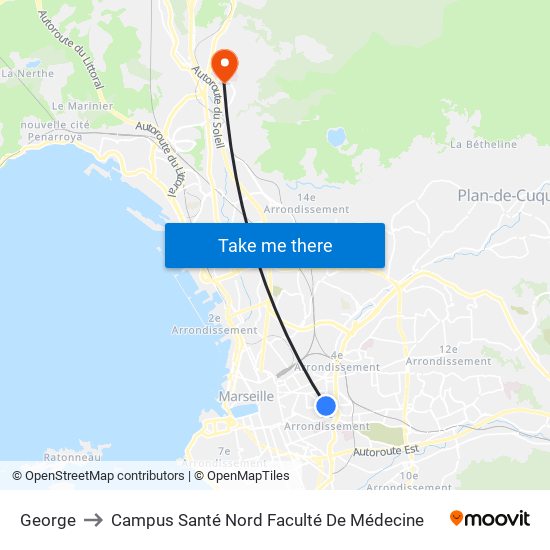 George to Campus Santé Nord Faculté De Médecine map