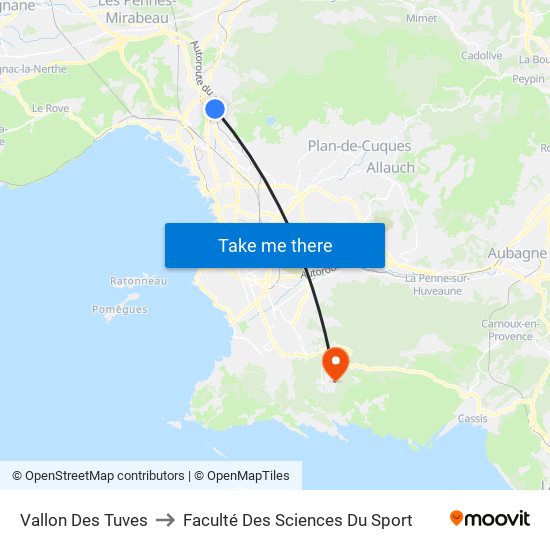 Vallon Des Tuves to Faculté Des Sciences Du Sport map