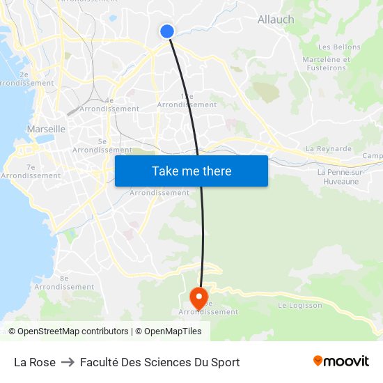 La Rose to Faculté Des Sciences Du Sport map