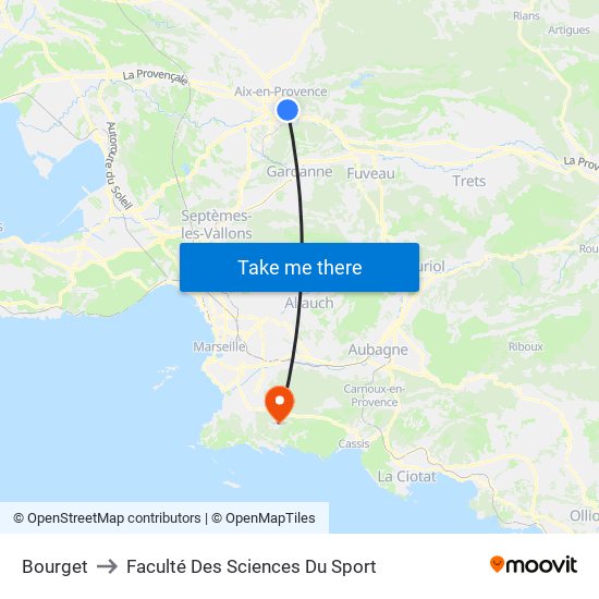 Bourget to Faculté Des Sciences Du Sport map