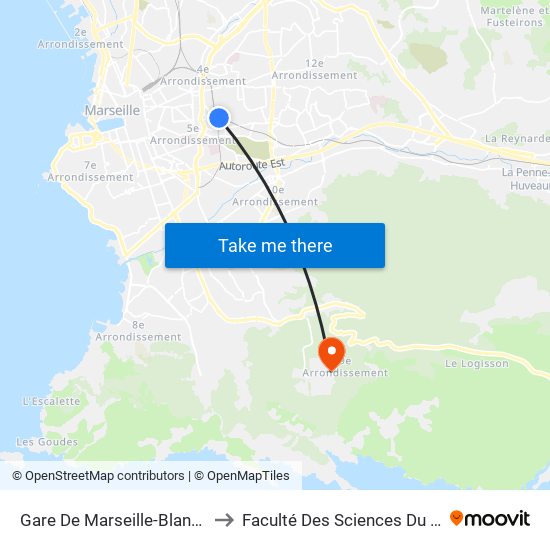 Gare De Marseille-Blancarde to Faculté Des Sciences Du Sport map