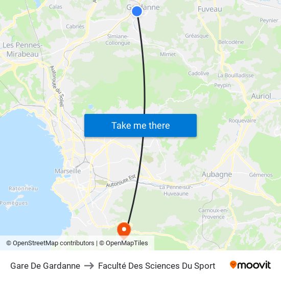 Gare De Gardanne to Faculté Des Sciences Du Sport map