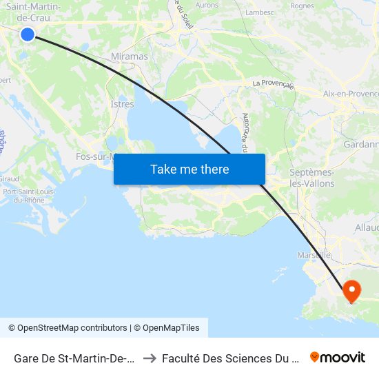 Gare De St-Martin-De-Crau to Faculté Des Sciences Du Sport map