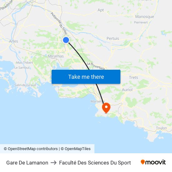 Gare De Lamanon to Faculté Des Sciences Du Sport map