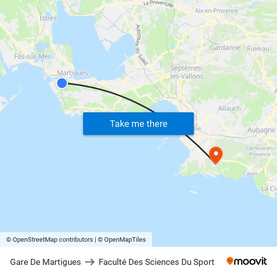 Gare De Martigues to Faculté Des Sciences Du Sport map