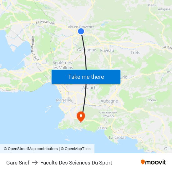 Gare Sncf to Faculté Des Sciences Du Sport map