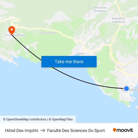 Hôtel Des Impôts to Faculté Des Sciences Du Sport map