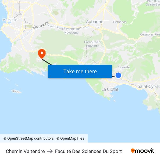 Chemin Valtendre to Faculté Des Sciences Du Sport map