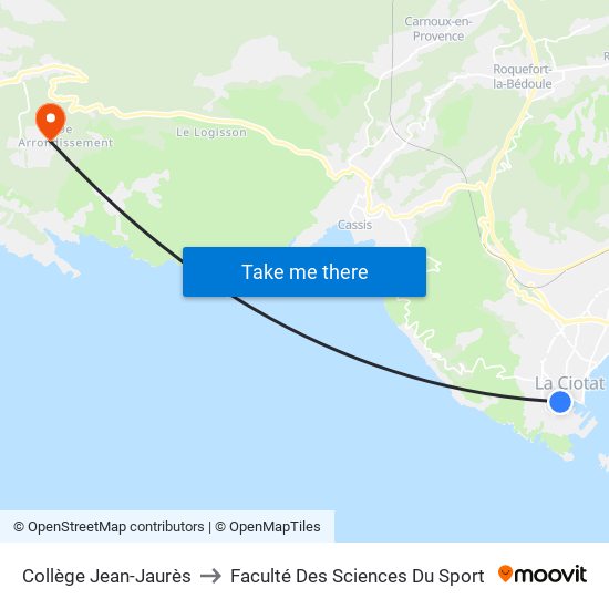 Collège Jean-Jaurès to Faculté Des Sciences Du Sport map