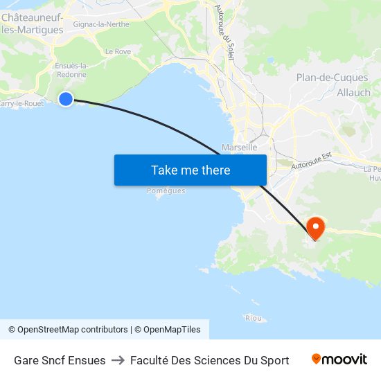 Gare Sncf Ensues to Faculté Des Sciences Du Sport map