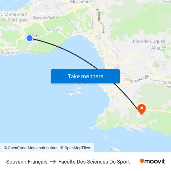 Souvenir Français to Faculté Des Sciences Du Sport map