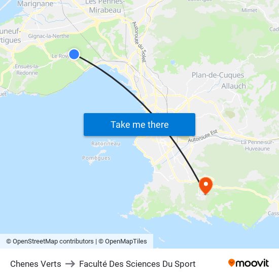 Chenes Verts to Faculté Des Sciences Du Sport map