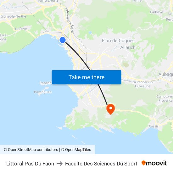 Littoral Pas Du Faon to Faculté Des Sciences Du Sport map