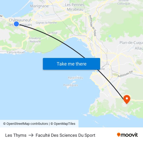 Les Thyms to Faculté Des Sciences Du Sport map