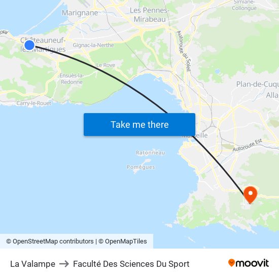 La Valampe to Faculté Des Sciences Du Sport map