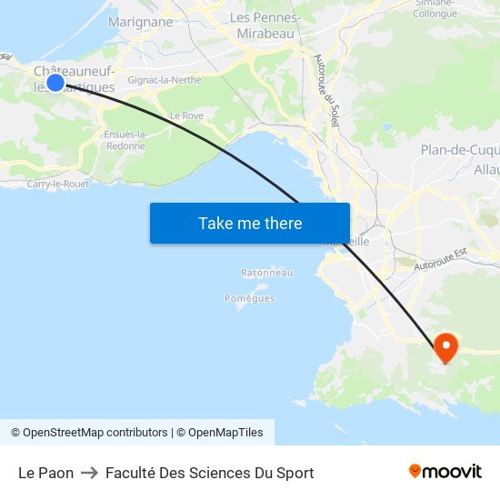 Le Paon to Faculté Des Sciences Du Sport map