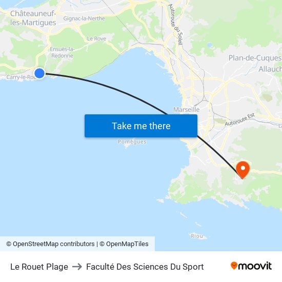 Le Rouet Plage to Faculté Des Sciences Du Sport map