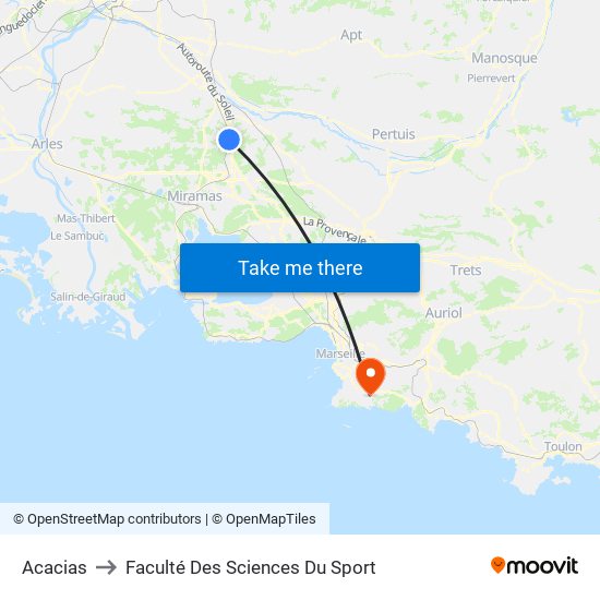 Acacias to Faculté Des Sciences Du Sport map