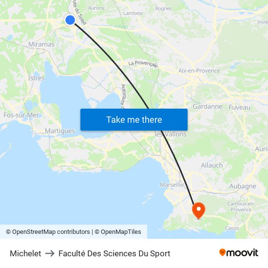 Michelet to Faculté Des Sciences Du Sport map