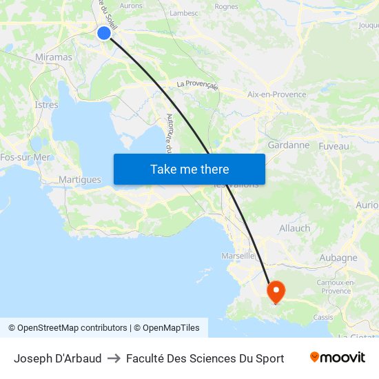 Joseph D'Arbaud to Faculté Des Sciences Du Sport map