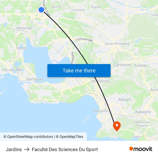 Jardins to Faculté Des Sciences Du Sport map