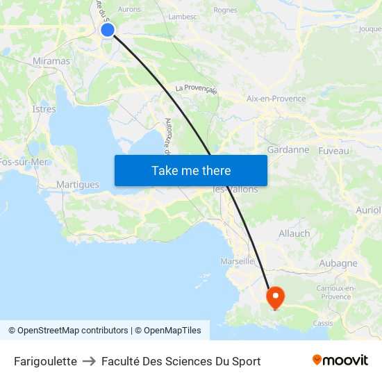 Farigoulette to Faculté Des Sciences Du Sport map