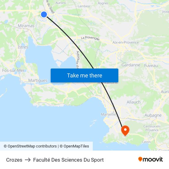 Crozes to Faculté Des Sciences Du Sport map