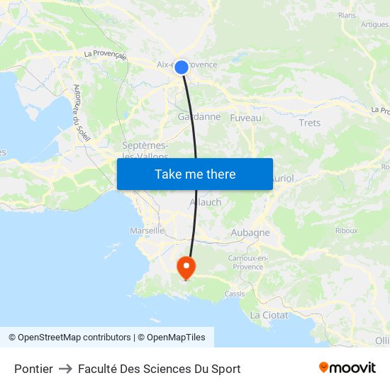 Pontier to Faculté Des Sciences Du Sport map