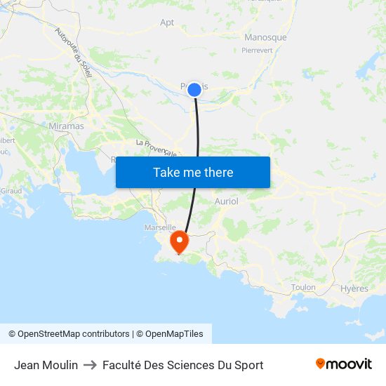 Jean Moulin to Faculté Des Sciences Du Sport map
