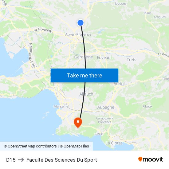 D15 to Faculté Des Sciences Du Sport map