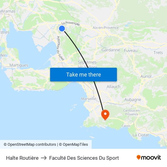 Halte Routière to Faculté Des Sciences Du Sport map