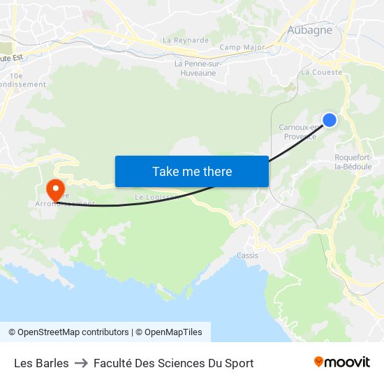 Les Barles to Faculté Des Sciences Du Sport map