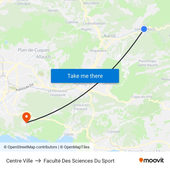 Centre Ville to Faculté Des Sciences Du Sport map