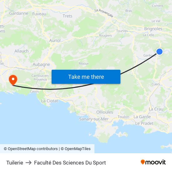 Tuilerie to Faculté Des Sciences Du Sport map