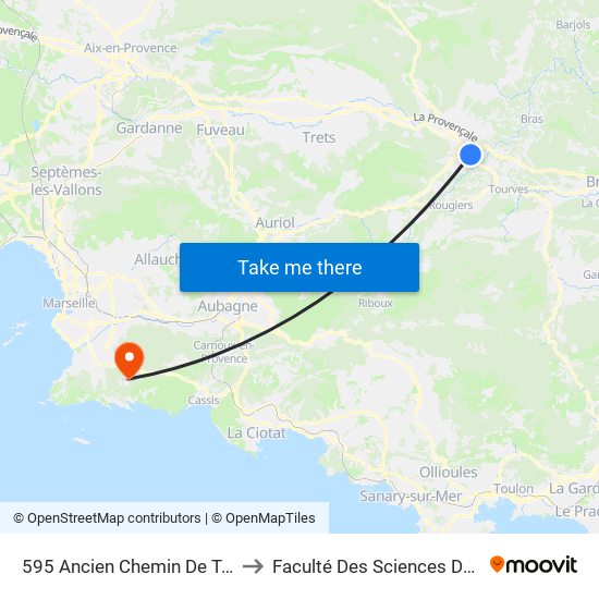 595 Ancien Chemin De Tourves to Faculté Des Sciences Du Sport map