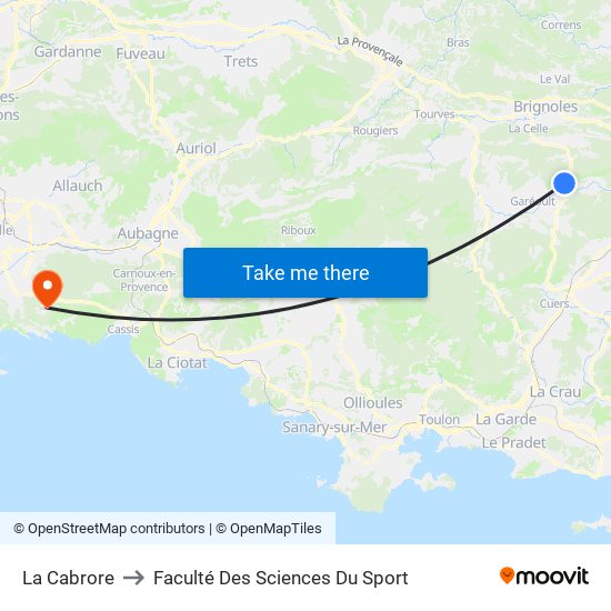 La Cabrore to Faculté Des Sciences Du Sport map