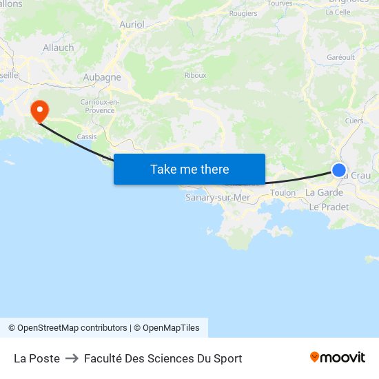 La Poste to Faculté Des Sciences Du Sport map