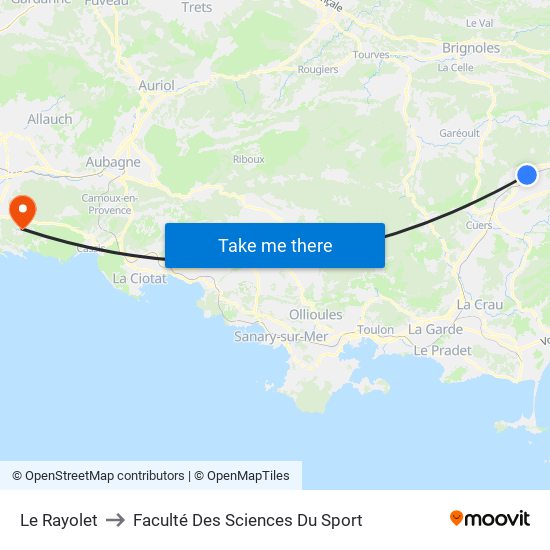 Le Rayolet to Faculté Des Sciences Du Sport map